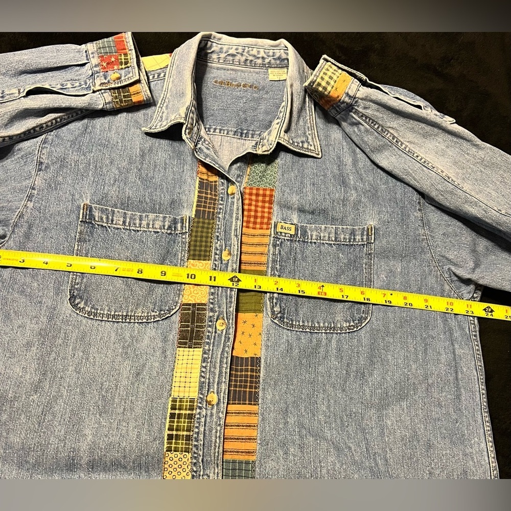 Vtg G.H.Bass Patchwork Denim Shirt/Light Jacket Women’s Large - Picture 6 of 8
